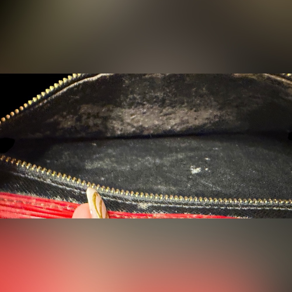 Louis Vuitton Red ART DECO Epi Leather Clutch with Gold Chain SO PRETTY ❤️ - Picture 10 of 14